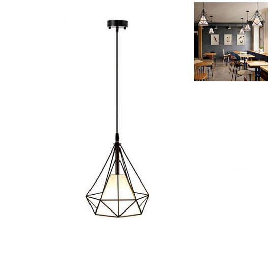 LUSTRE CAGE MÉTAL INDUSTRIEL RÉTRO E27 SUSPENSION VINTAGE NOIR SJ-099