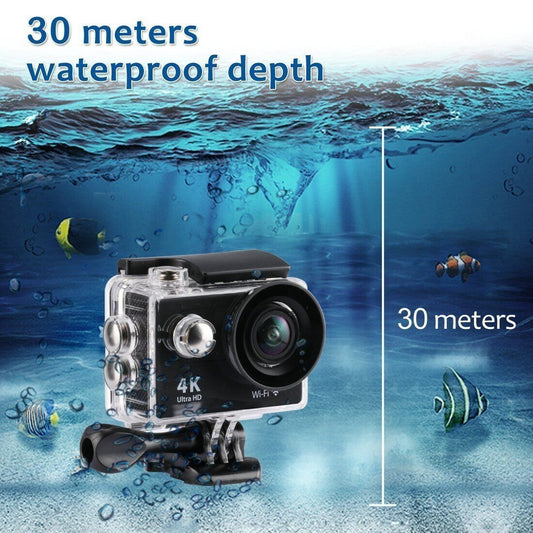 CAMÉRA SPORTIVE ACTION CAM 4K ULTRA HD DV 30 MÈTRES 16 MP ÉTANCHE