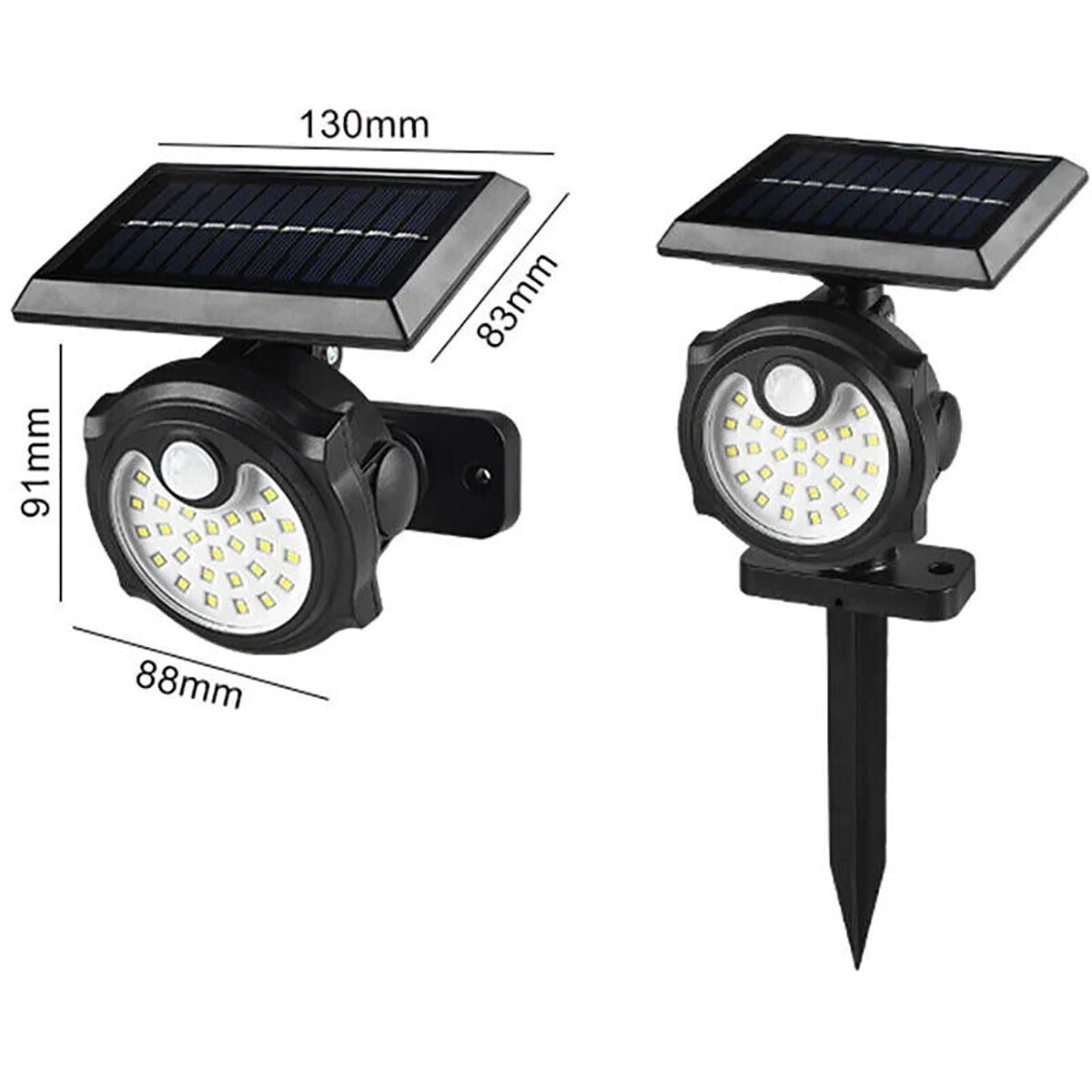 PIQUET DE JARDIN SOLAIRE 26 LED SMD LUMIÈRE FROIDE DÉTECTEUR DE MOUVEMENT B0393