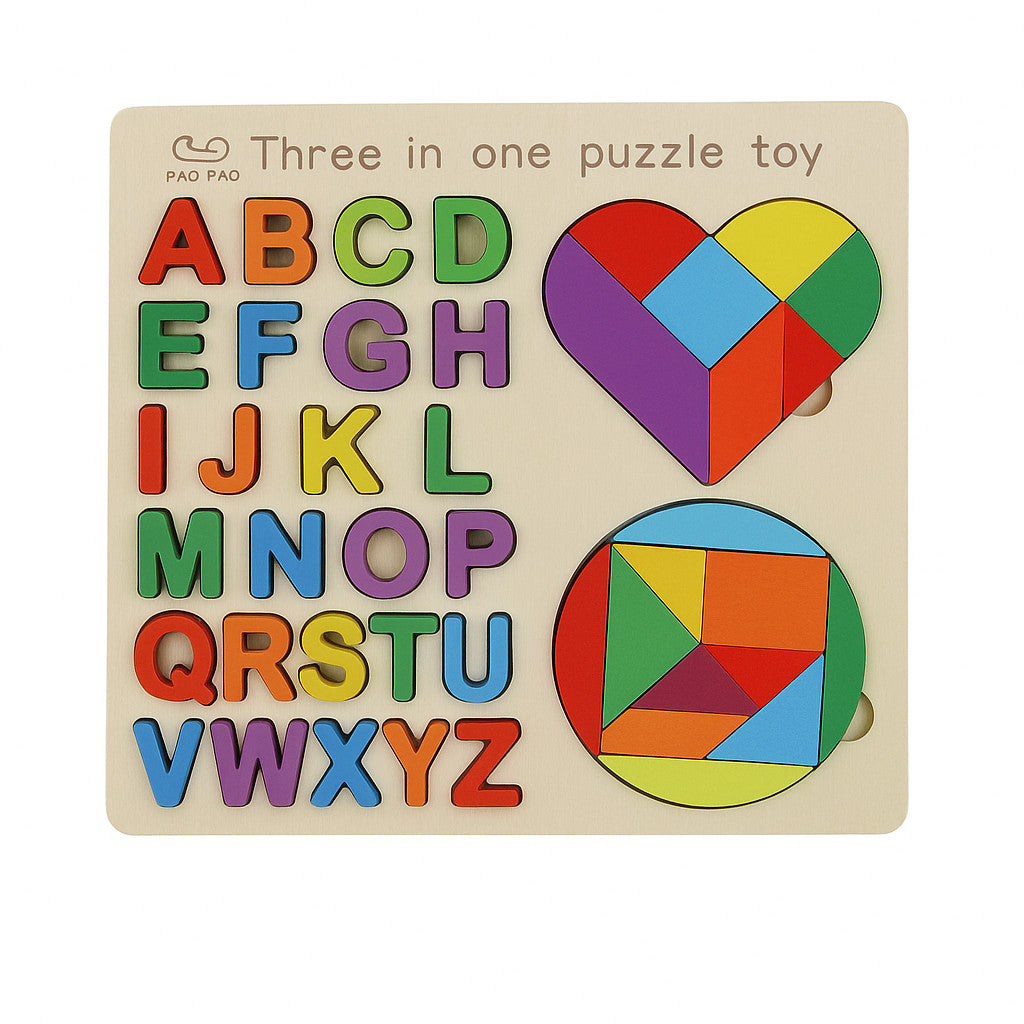 GIOCO EDUCATIVO LEGNO PUZZLE ALFABETO COLORI BAMBINI MONTESSORI 22.5CM 07284