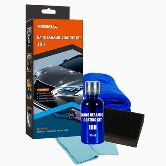 KIT RIVESTIMENTO NANO CERAMICO 10H AUTO PROTEZIONE IDROFOBICA ANTI GRAFFIO UV
