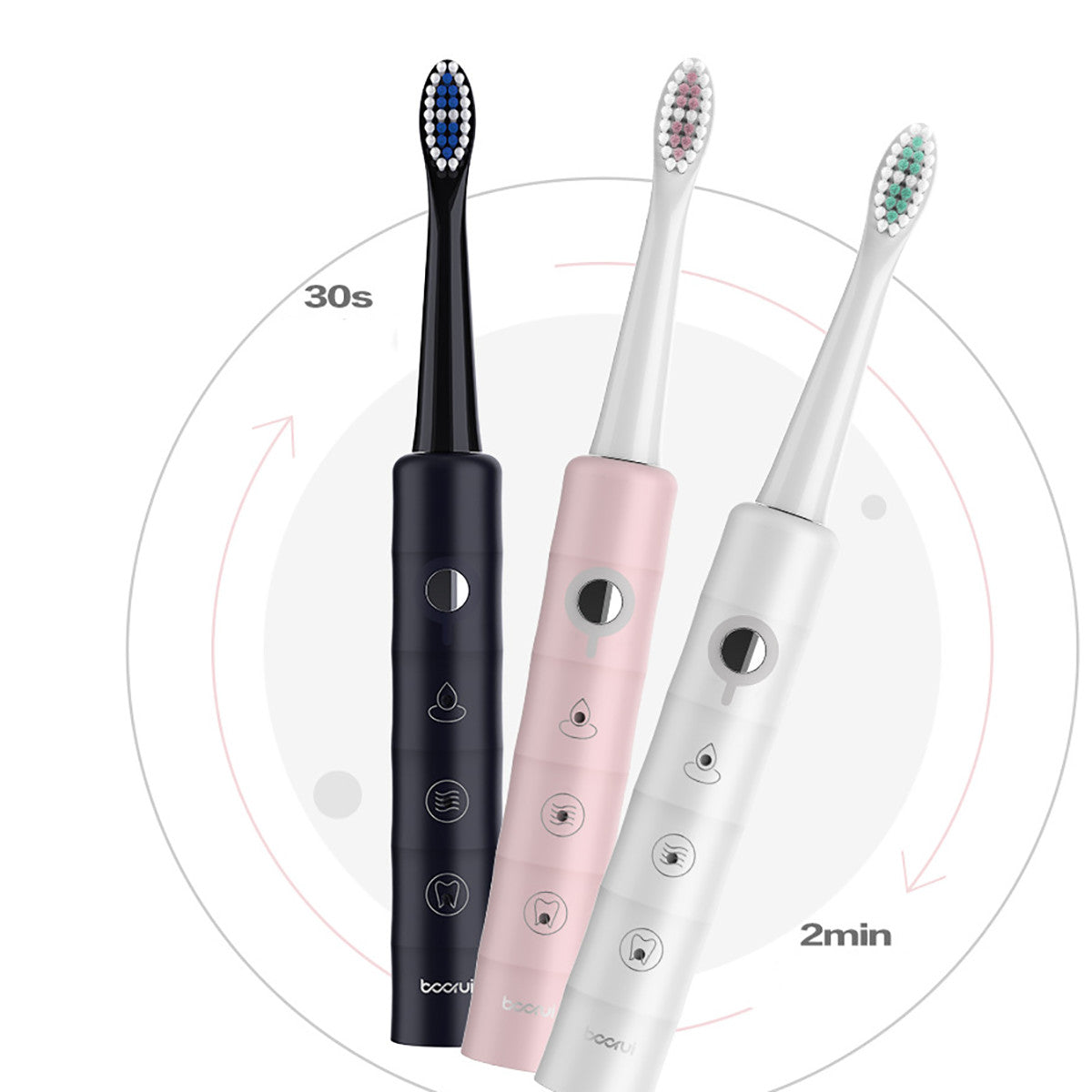 SPAZZOLINO SONICO ELETTRICO USB RICARICABILE PER PULIZIA DENTALE 4 TESTINE E-YS7