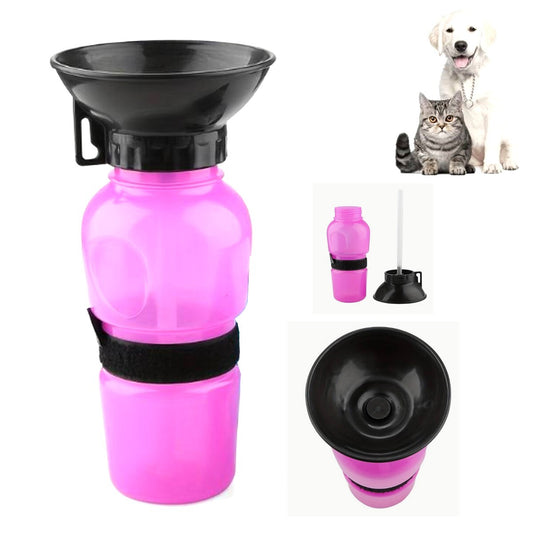 GOURDE CHIEN CHAT 750ML ANIMAUX VOYAGE PORTABLE EAU GAMELLE ROSE