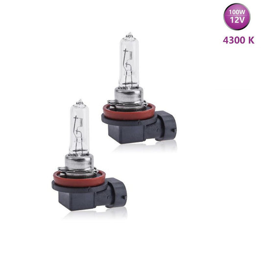 PAIRE D'AMPOULES XÉNON H11 BLANC NATUREL 4300K 100W 12V POUR PHARES DE VOITURE
