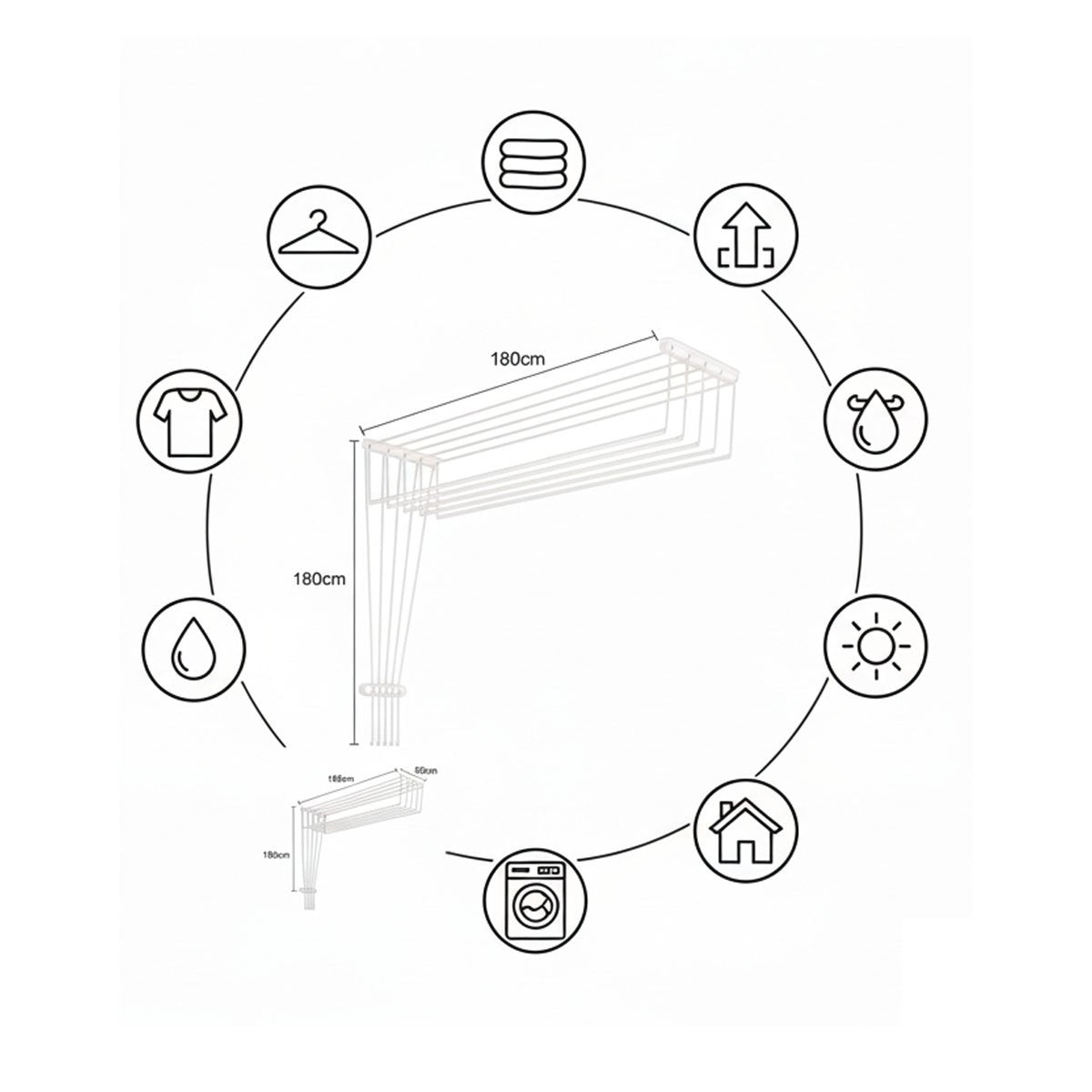 STENDIBIANCHERIA SOFFITTO PARETE INTERNO STENDINO ESTENSIBILE SALVASPAZIO 73208