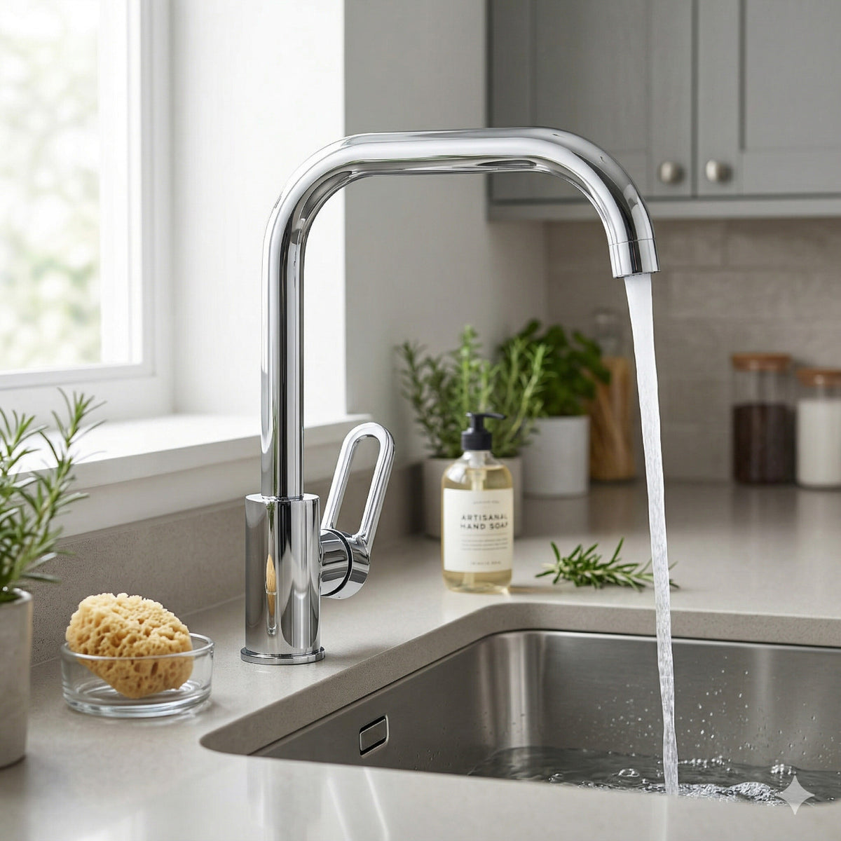 RUBINETTO MISCELATORE CUCINA MONOCOMANDO LAVANDINO COLLO ALTO GIREVOLE 8568
