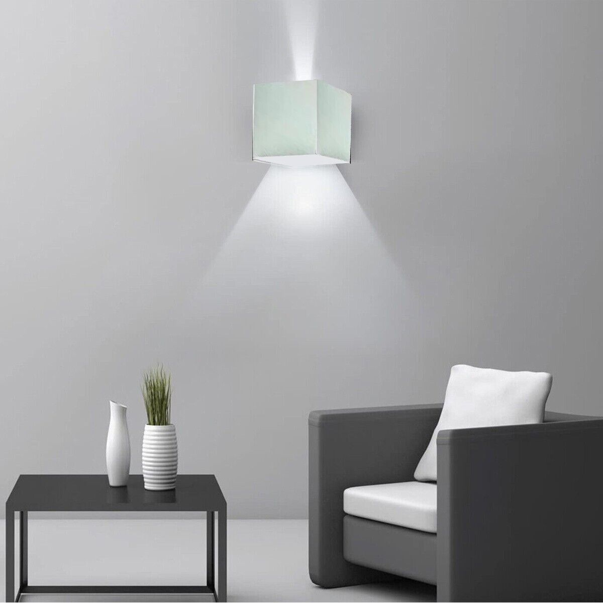 APPLIQUE LED COB LAMPADA PARETE 20W QUADRATO BIANCO FREDDO INTERNO ESTERNO 18