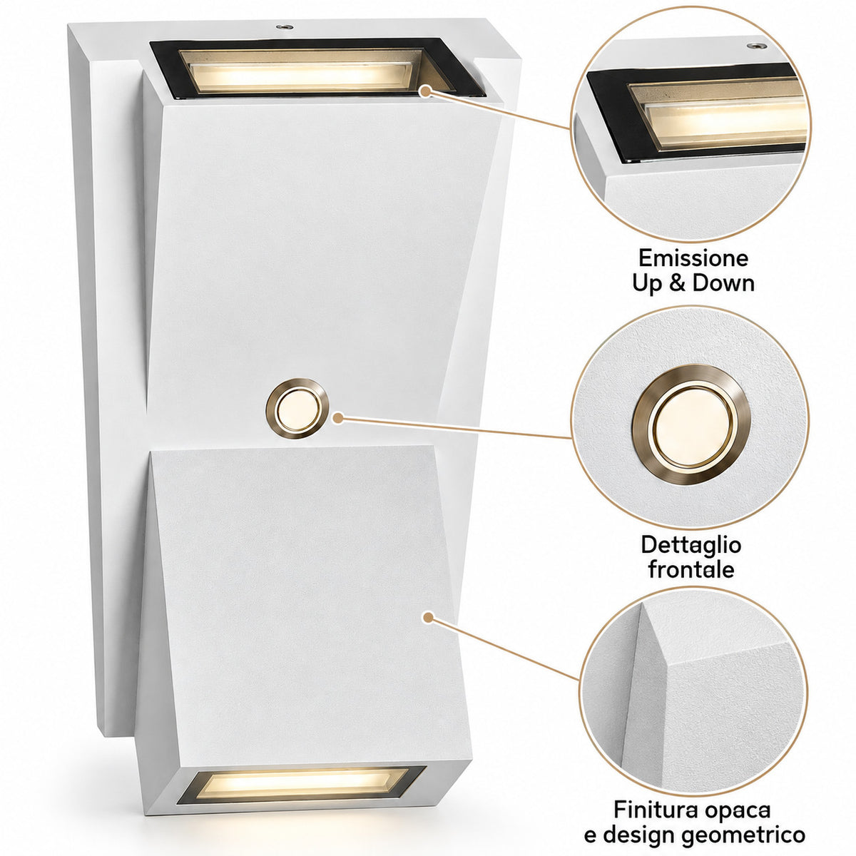APPLIQUE LED 10W ESTERNO LAMPADA PARETE BIANCA IP65 3000K 4000K 6000K ET-31697
