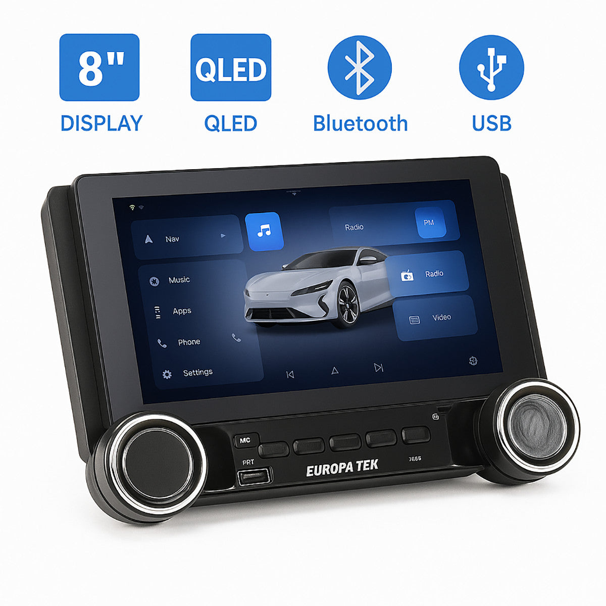 AUTORADIO ANDROID 8" QLED WIFI AUTO GPS BLUETOOTH 4 + 64GB CARPLAY CTC-8804