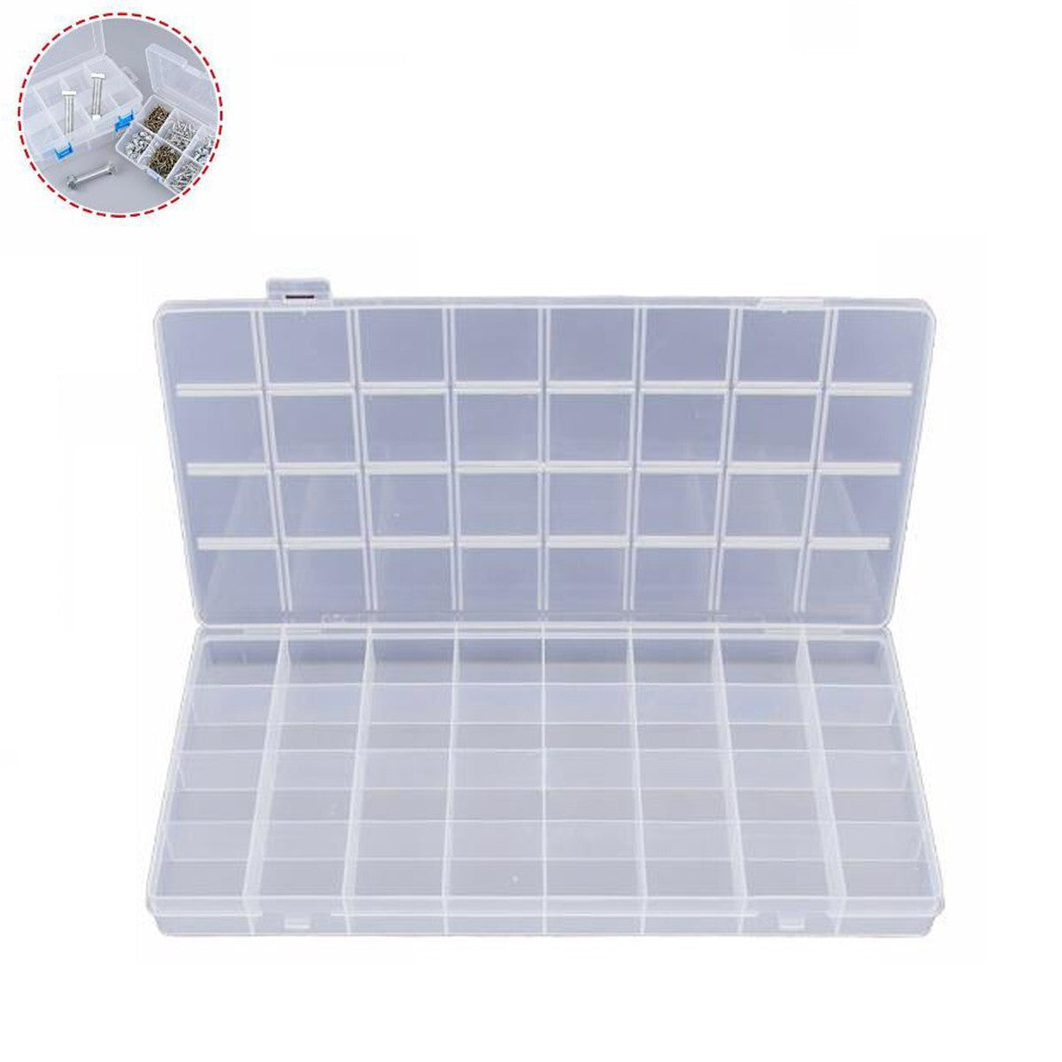 SCATOLA PLASTICA CONTENITORE GIOIELLI PERLINE UTENSILI VITI VARI SCOMPARTI 68512