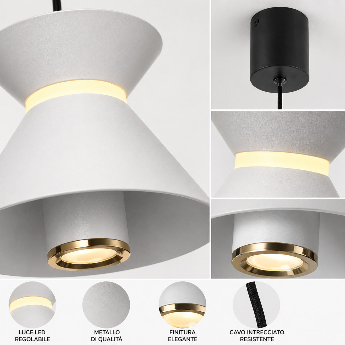 LAMPADARIO LED A SOSPENSIONE MODERNO BIANCO 10W DIMMERABILE CCT REGOLABILE LP020