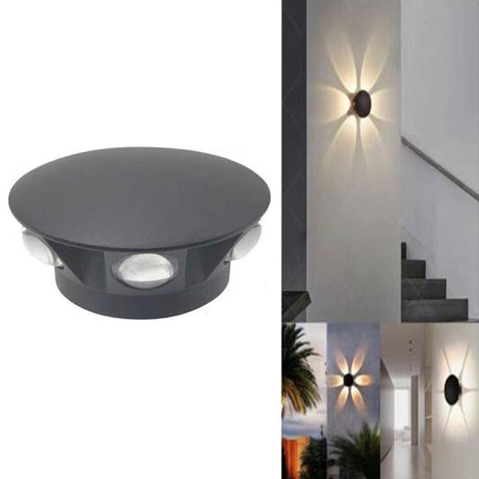 APPLIQUE LED 6 COB LAMPADA PARETE ROTONDO 18W NERO FREDDO 6500K ESTERNO FD-20*