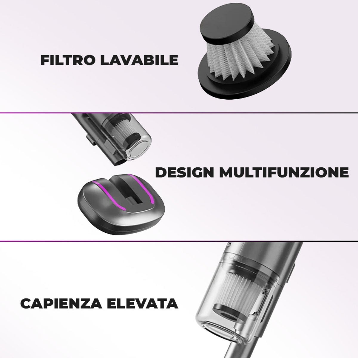 ASPIRAPOLVERE SENZA FILI RICARICABILE 3 IN 1 6500PA BATTERIA 1800MAH AS-08118