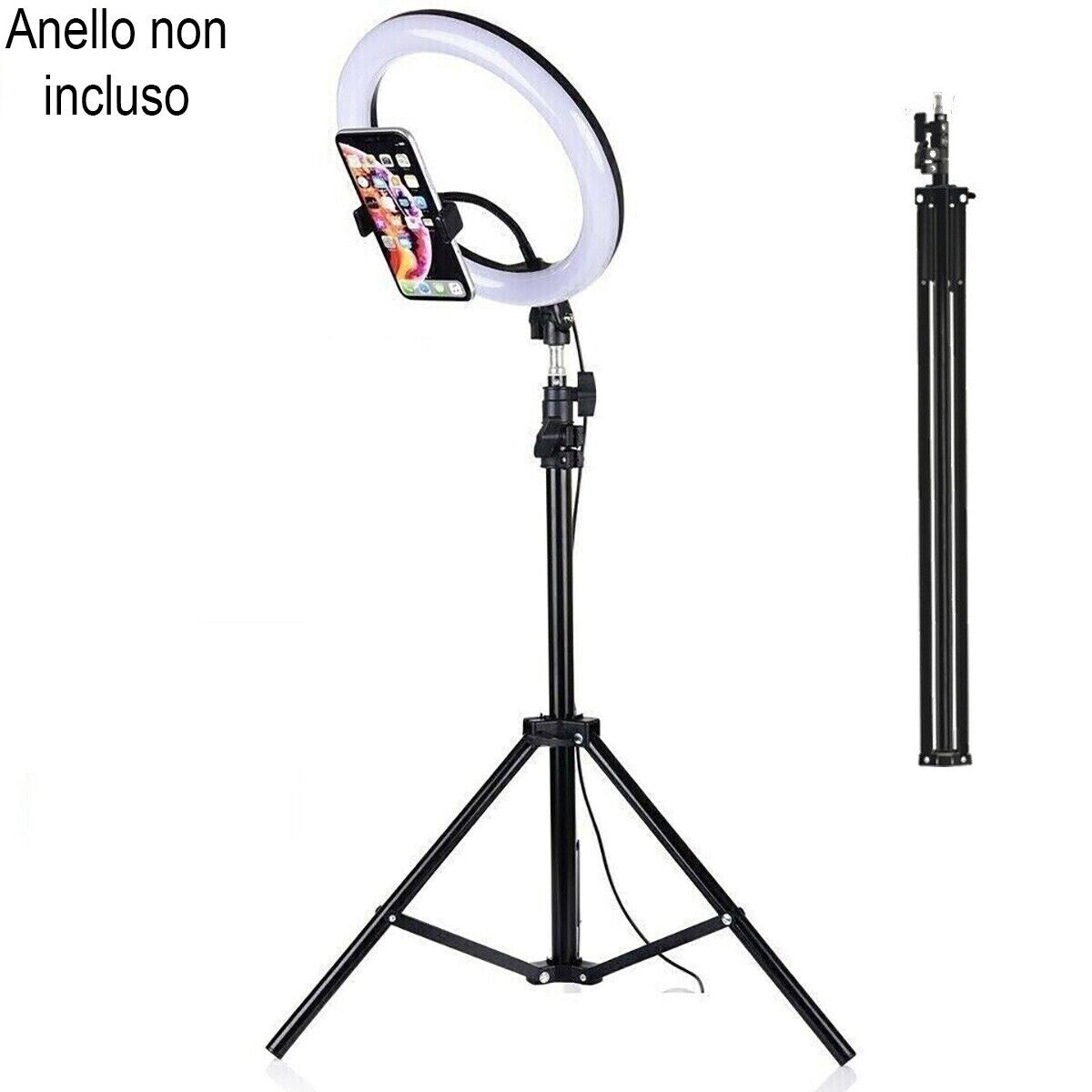 TREPIEDE SUPPORTO PER ANELLO LUMINOSO FOTO VIDEO TIKTOK SELFIE TRIPOD CAVALLETTO