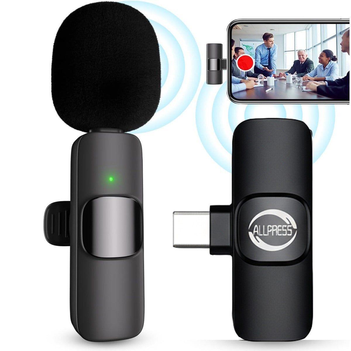 MINI MICROFONO LAVALIER SENZA FILI TYPE C LIGHTNING VIDEO REGISTRA AUDIO AS05741