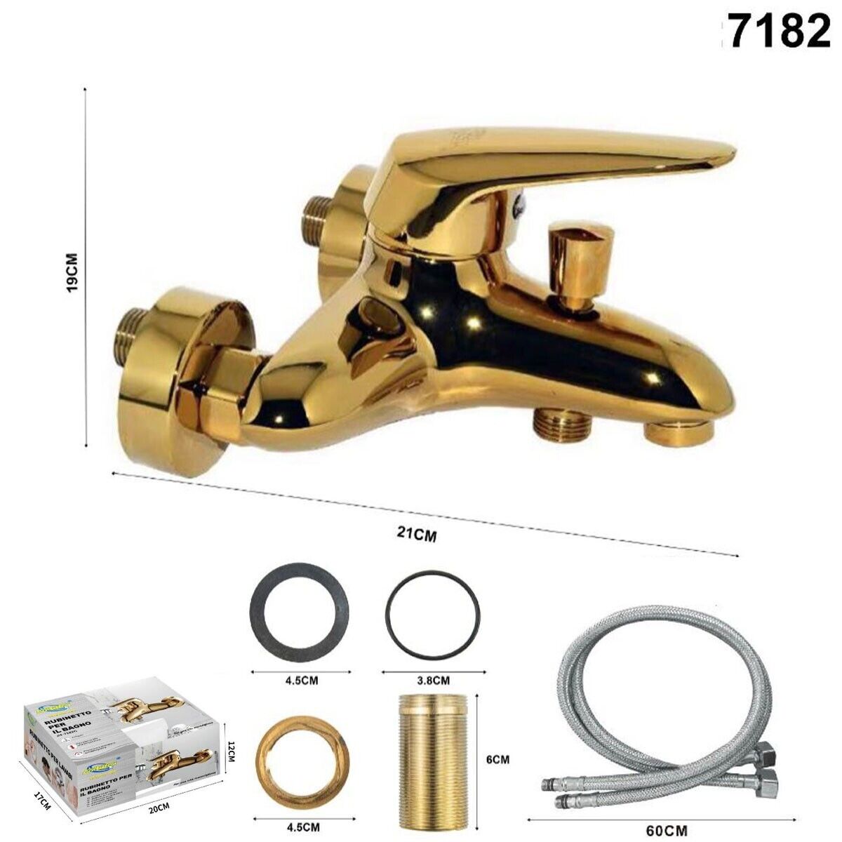 RUBINETTO MISCELATORE DORATO ORO CASA VASCA LAVABO LAVANDINO KIT MONTAGGIO 7182