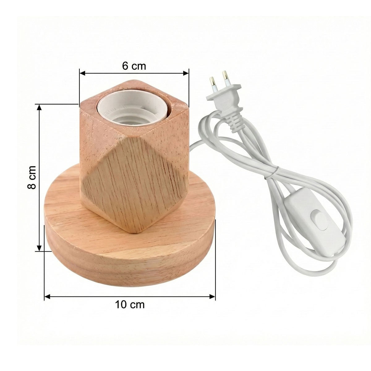 LAMPADA DA TAVOLO LEGNO E27 BASE PORTALAMPADA DESIGN MODERNO COMODINO ET-31635