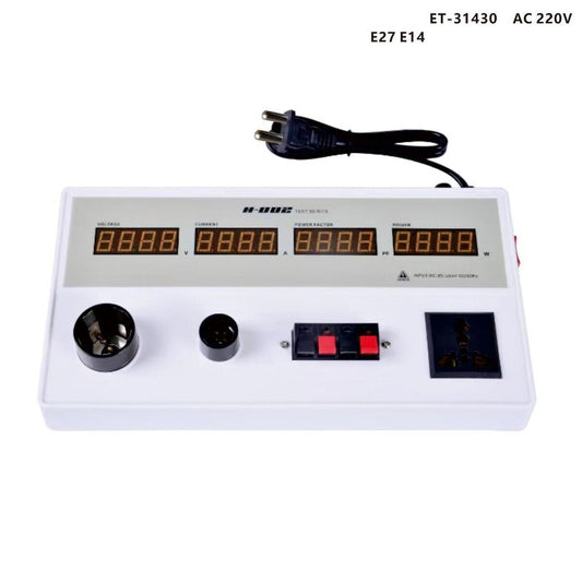 TESTER BANCO APPLIQUE LAMPADE E27 E14 LED MISURAZIONE DISPLAY POTENZA LAMPADINE