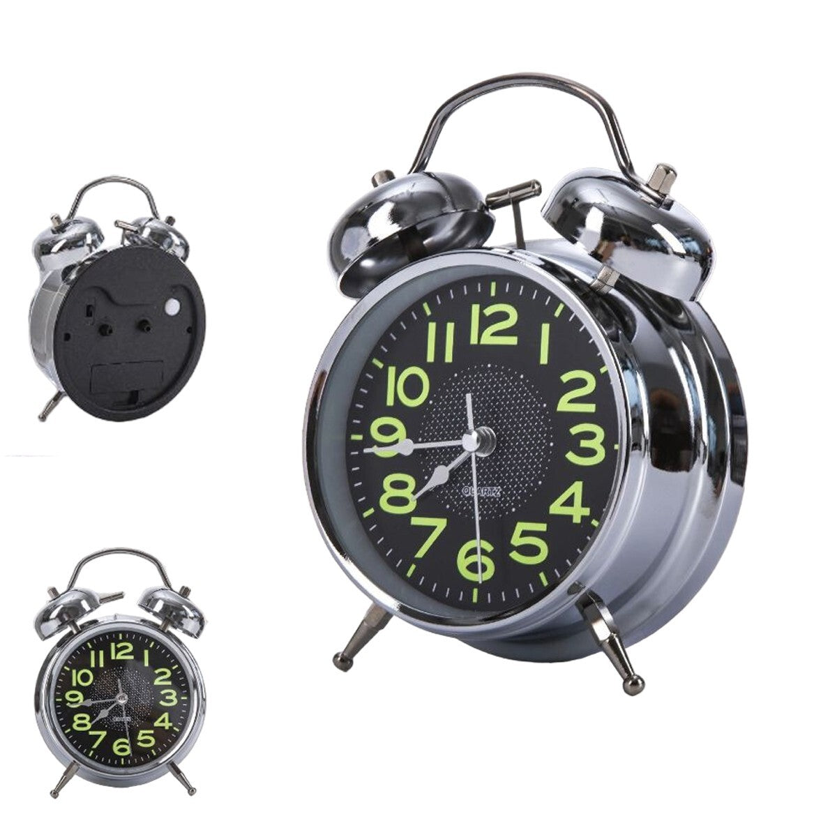 RÉVEIL DE CHEVET ANALOGIQUE RÉTRO DOUBLE CLOCHE RÉTROÉCLAIRÉ