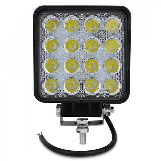 PHARE 48W PROFONDEUR VOITURE BATEAU HORS-ROUTE 12V CARRÉ 16 LED 6000K IP67 SLIM