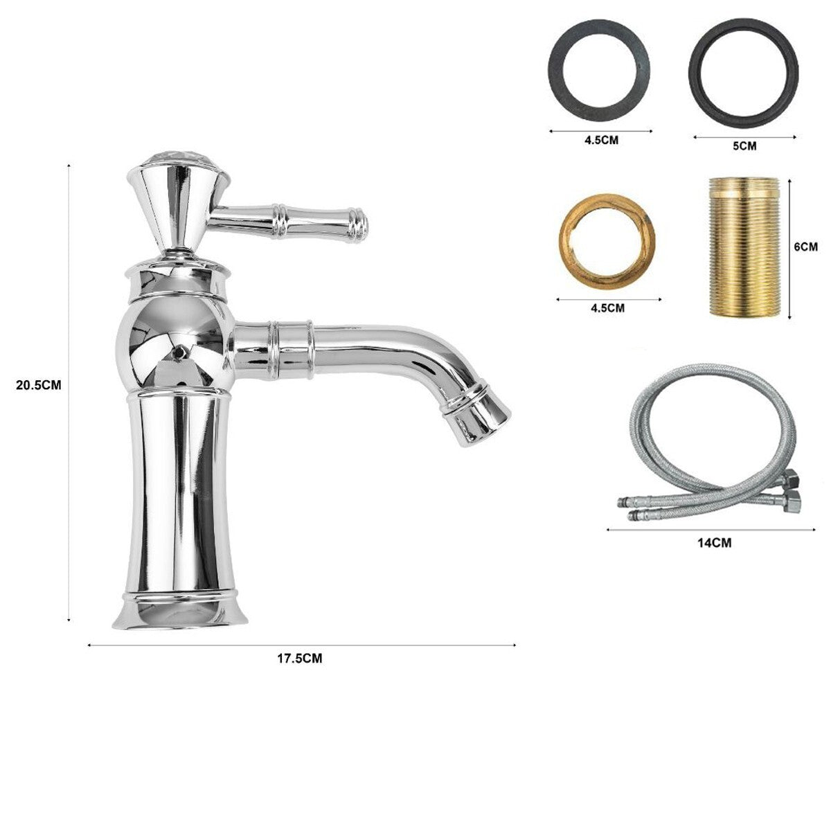 RUBINETTO BAGNO CASA STILE ANTICO DIAMANTE MISCELATORE LAVANDINO CROMATO 2303