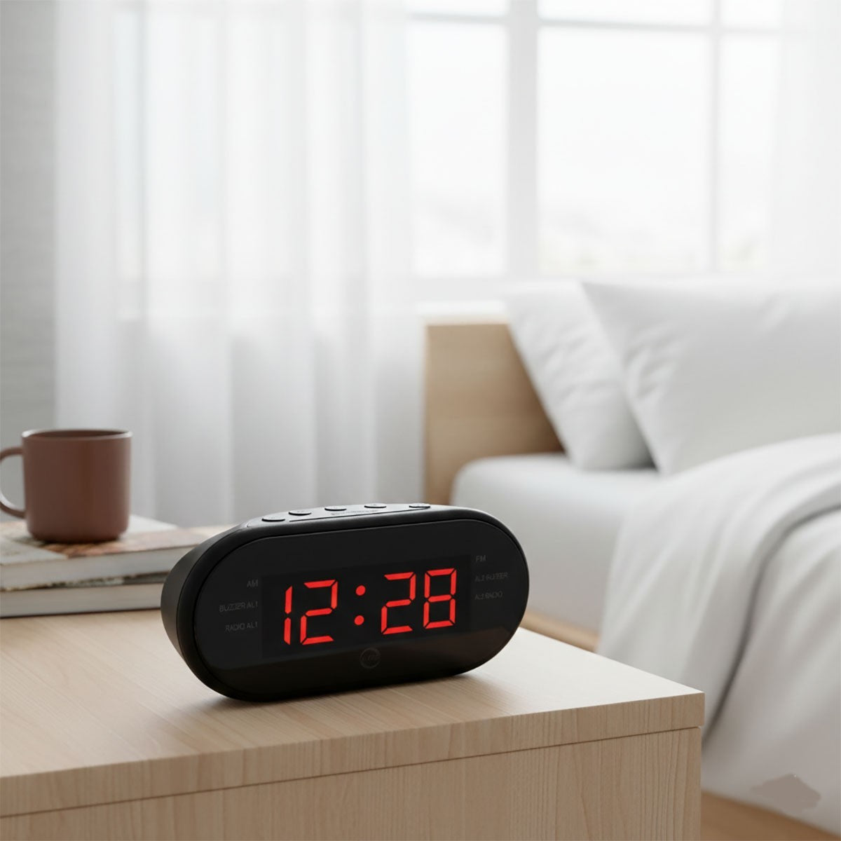 RADIO SVEGLIA DIGITALE DISPLAY LED ROSSO RADIOSVEGLIA OROLOGIO COMODINO FM 06719