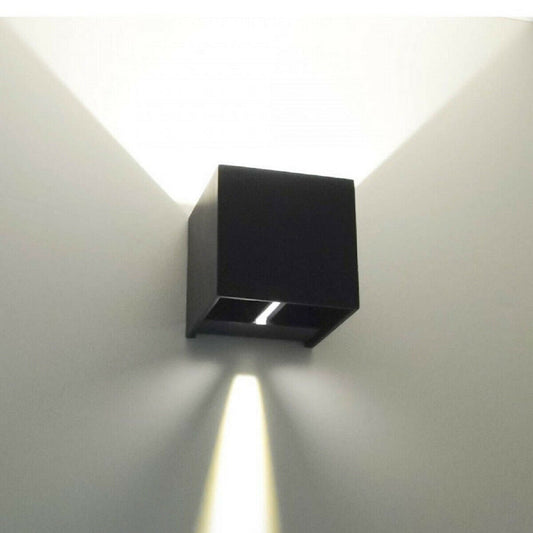 APPLIQUE NERO CUBO LED 10W FARETTO LAMPADA PARETE MURO LUCE FREDDO 6000K