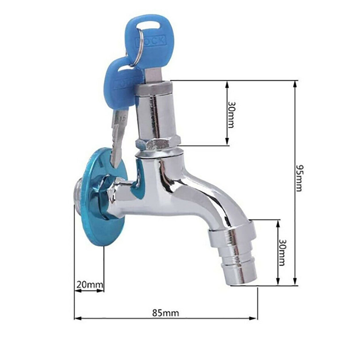 RUBINETTO ANTIFURTO ACQUA CON SERRATURA ATTACCO 1/2" CHIAVE DI BLOCCO DGO-155