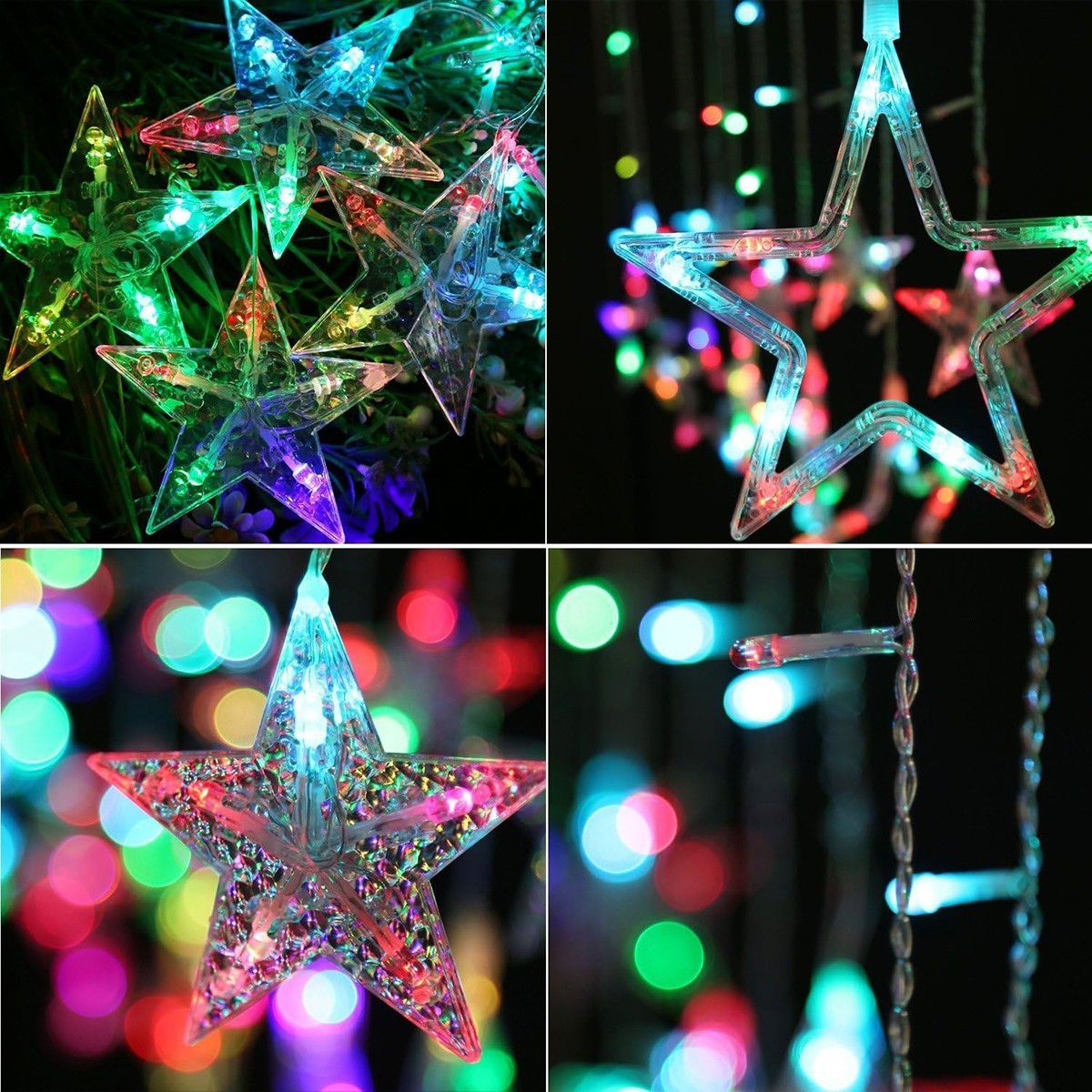 GUIRLANDE LUMINEUSE ÉTOILE LUMIÈRE RGB COULEURS ÉTOILES LUMIÈRES LED NOËL FÊTES DÉCORATIONS