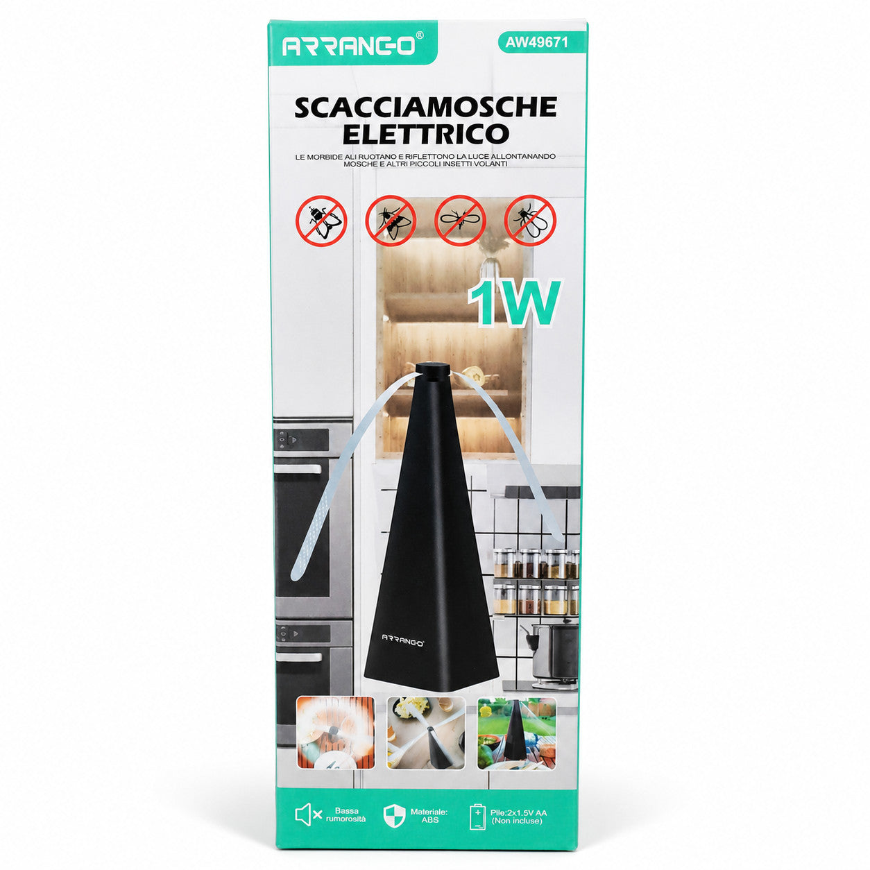 SCACCIAMOSCHE ELETTRICO PER ZANZARE DA TAVOLO 1W BATTERIE AA ARRANGO AW49671