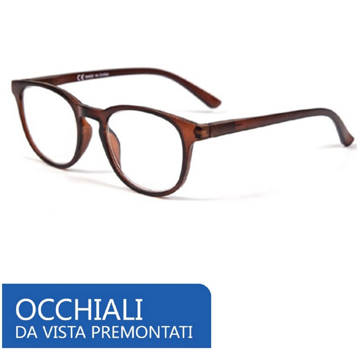 OCCHIALI VISTA LENTI GRADUATE LETTURA MONTATURA DONNA UOMO +2.0 GRADI MARRONE