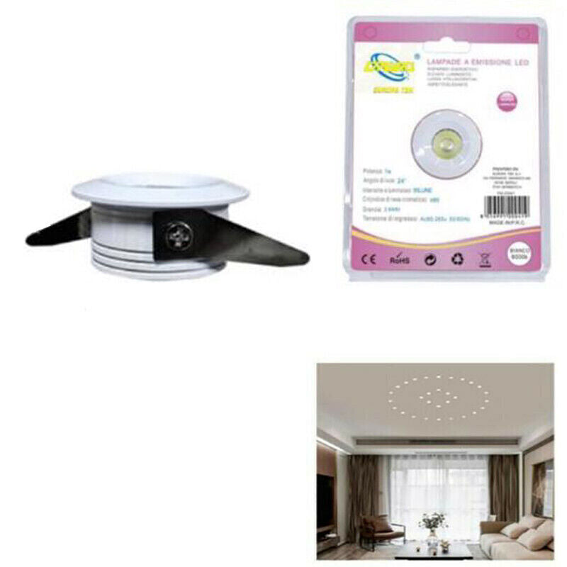 MINI FARETTO LED 1W SOFFITTO TONDO INCASSO MOLLA 4CM LED BIANCO FREDDO 6000K