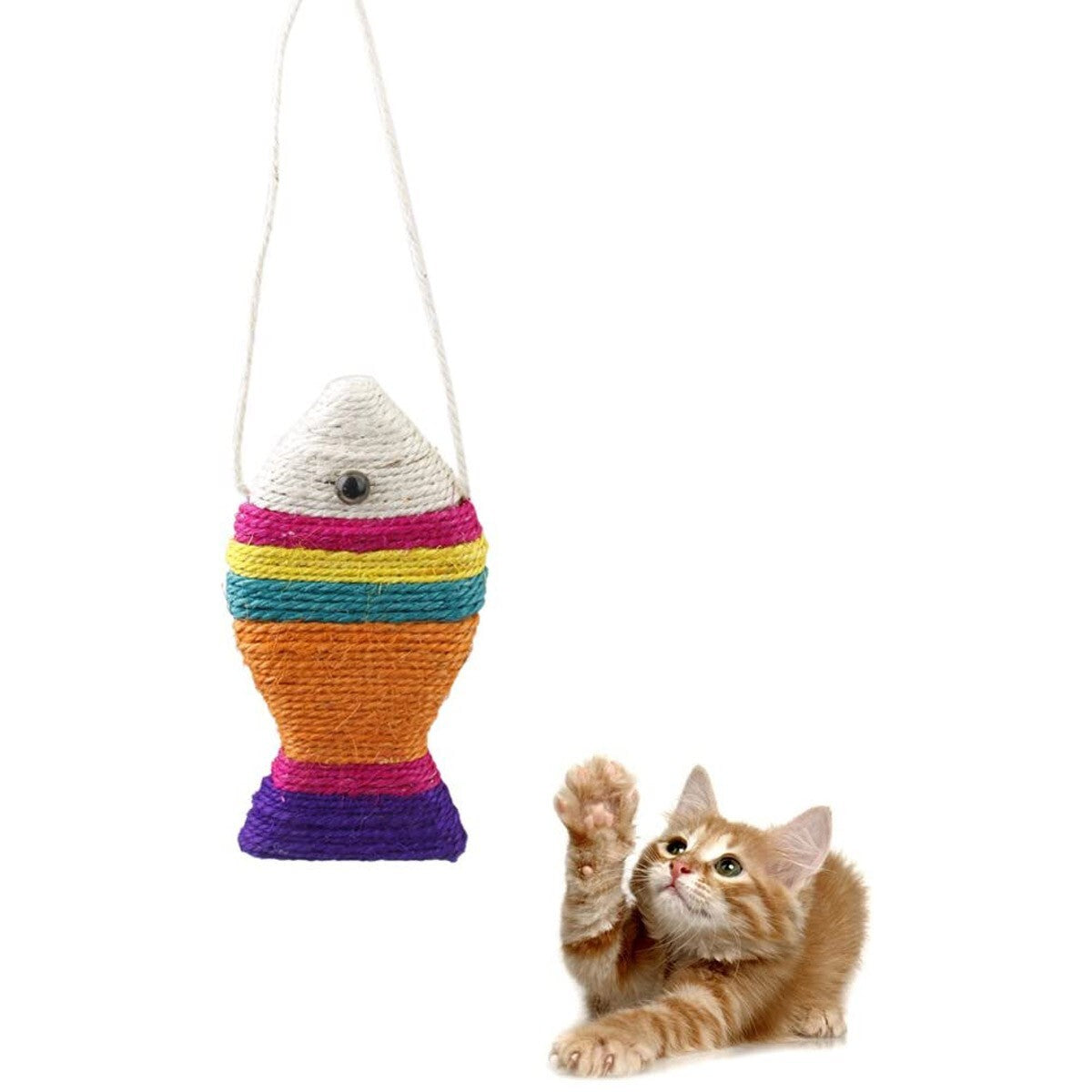 ARBRE À CHAT POISSON JEU À GRATTER POUR CHAT FORME 25X12CM