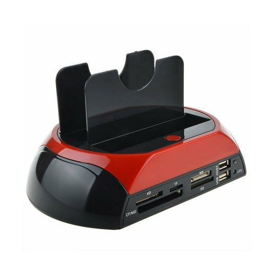 STATION D'ACCUEIL 2 DISQUES DURS 2.5 3.5 SATA IDE USB 2.0 3.0 ET LECTEUR HDD SD