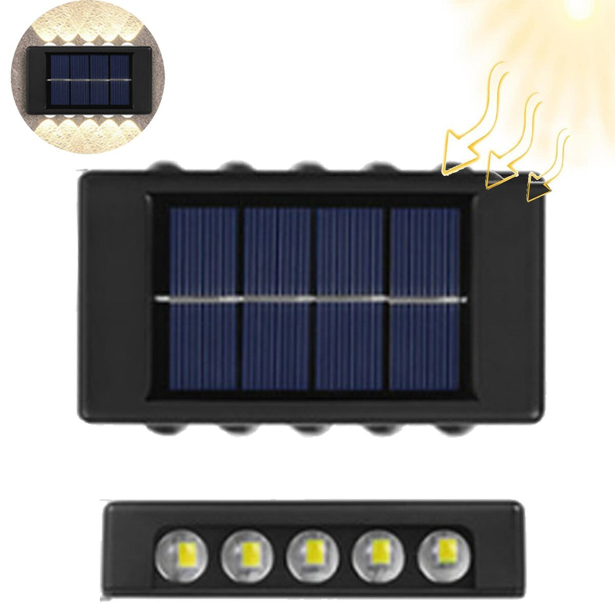 APPLIQUE LAMPE 10 LED MURALE SOLAIRE IP65 BIDIRECTIONNELLE JARDIN TE-B0569