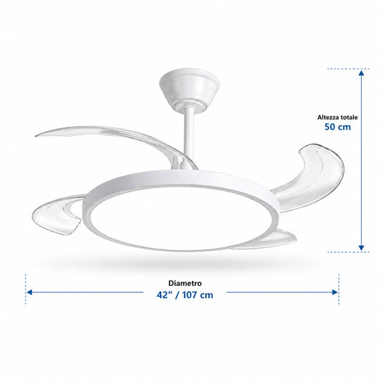 VENTILATEUR DE PLAFOND LUMIÈRE LED 80W PALES RÉTRACTABLES 48" TÉLÉCOMMANDE SJ-198 CB001
