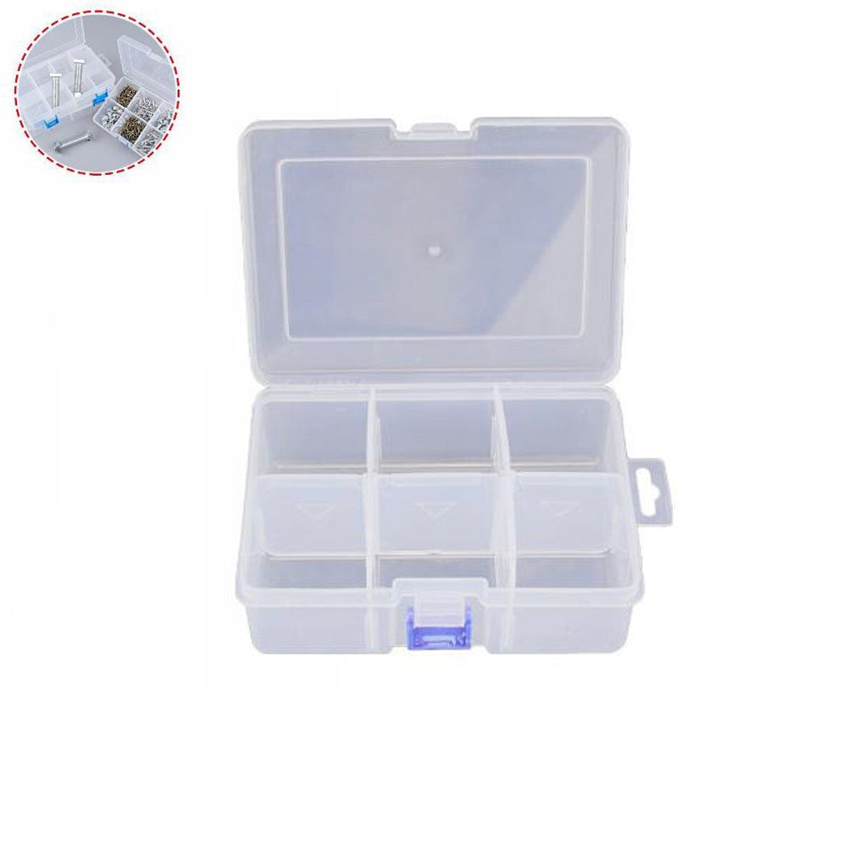 SCATOLA PLASTICA CONTENITORE GIOIELLI PERLINE UTENSILI VITI VARI SCOMPARTI 68517