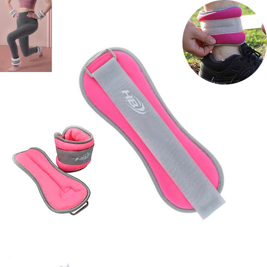 COPPIA DI PESI SABBIA REGOLABILI SPORT POLSO CAVIGLIA FITNESS 1.5 KG ROSA 90048*