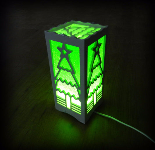 LAMPE DE TABLE D'AMBIANCE FANTAISIE SAPIN DE NOËL VERT INTERRUPTEUR 220V