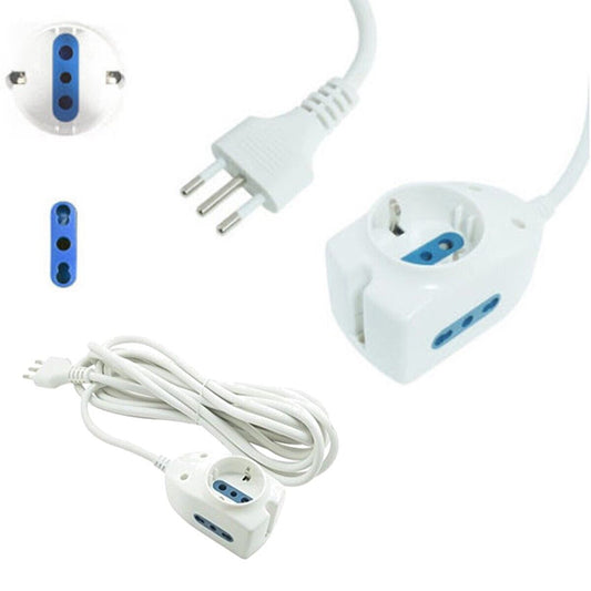 MULTIPRESA SCARPETTA PROLUNGA 3 INGRESSI 1 BIPASSO SCHUKO 2 BIPASSO 3 MT