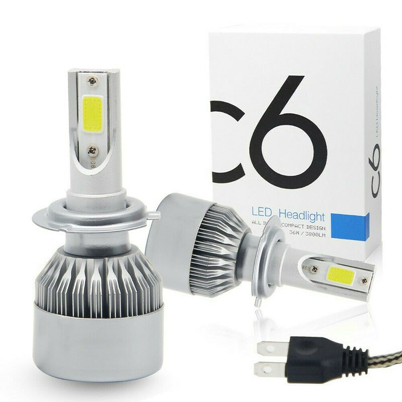 KIT DE 2 AMPOULES DE PHARE DE VOITURE LED COB H7 36W 3800 LUMENS 6000K