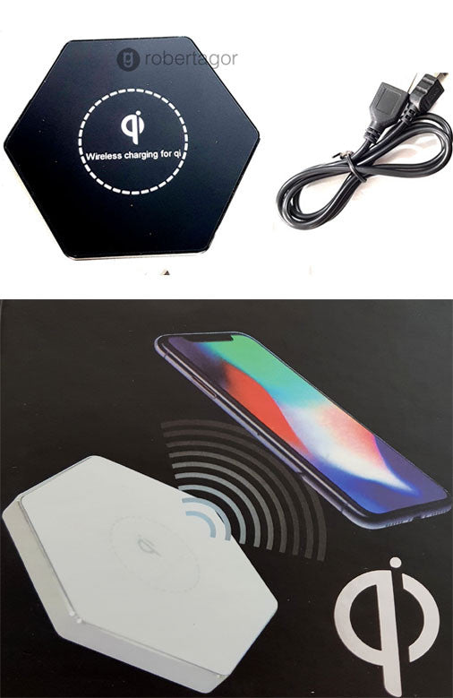 CARICATORE PORTATILE WIRELESS INDUZIONE CARICA VELOCE FAST QI CHARGE ESAGONALE