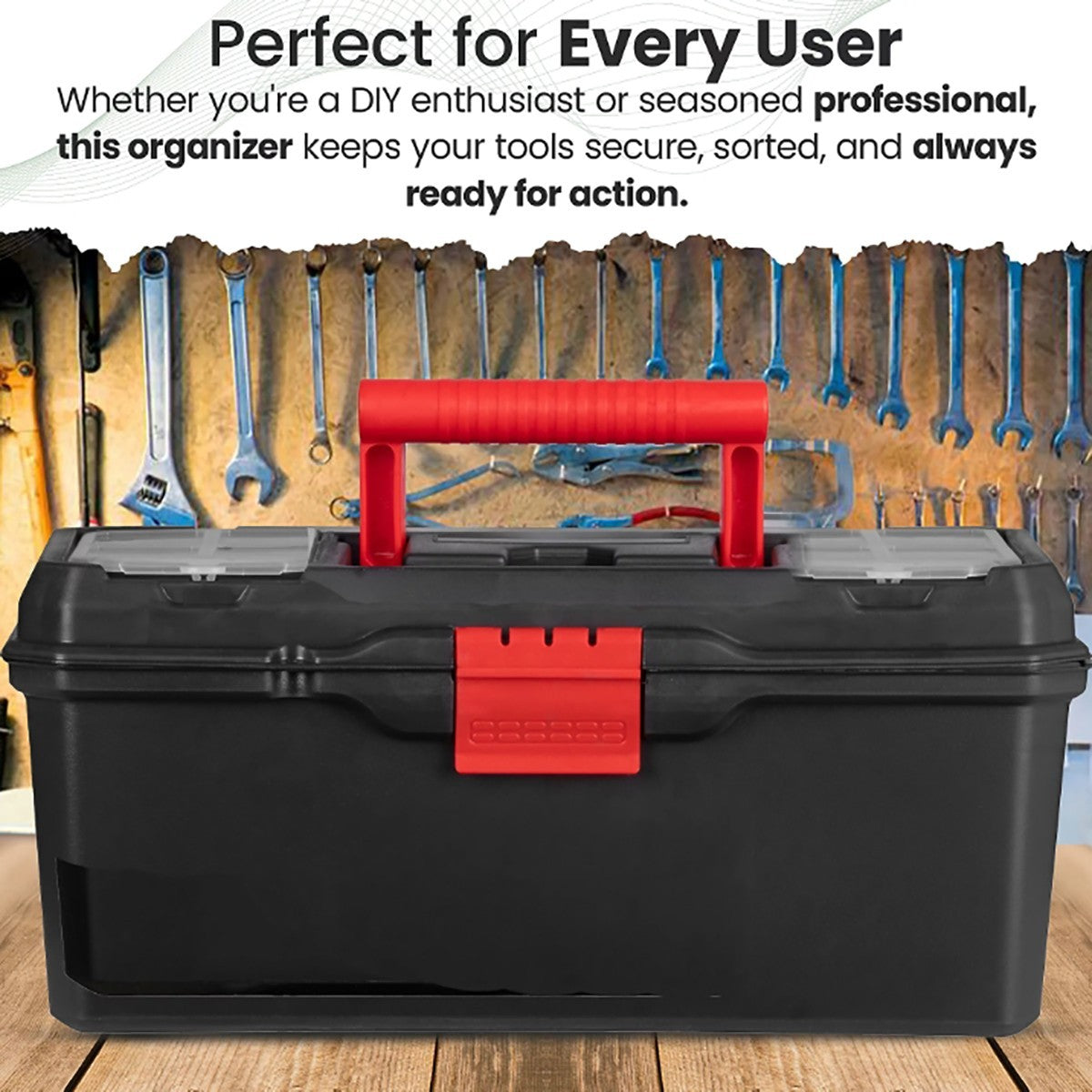 CASSETTA PORTA ATTREZZI 19" VALIGIA UTENSILI ORGANIZER VASSOIO RIMOVIBILE 48CM