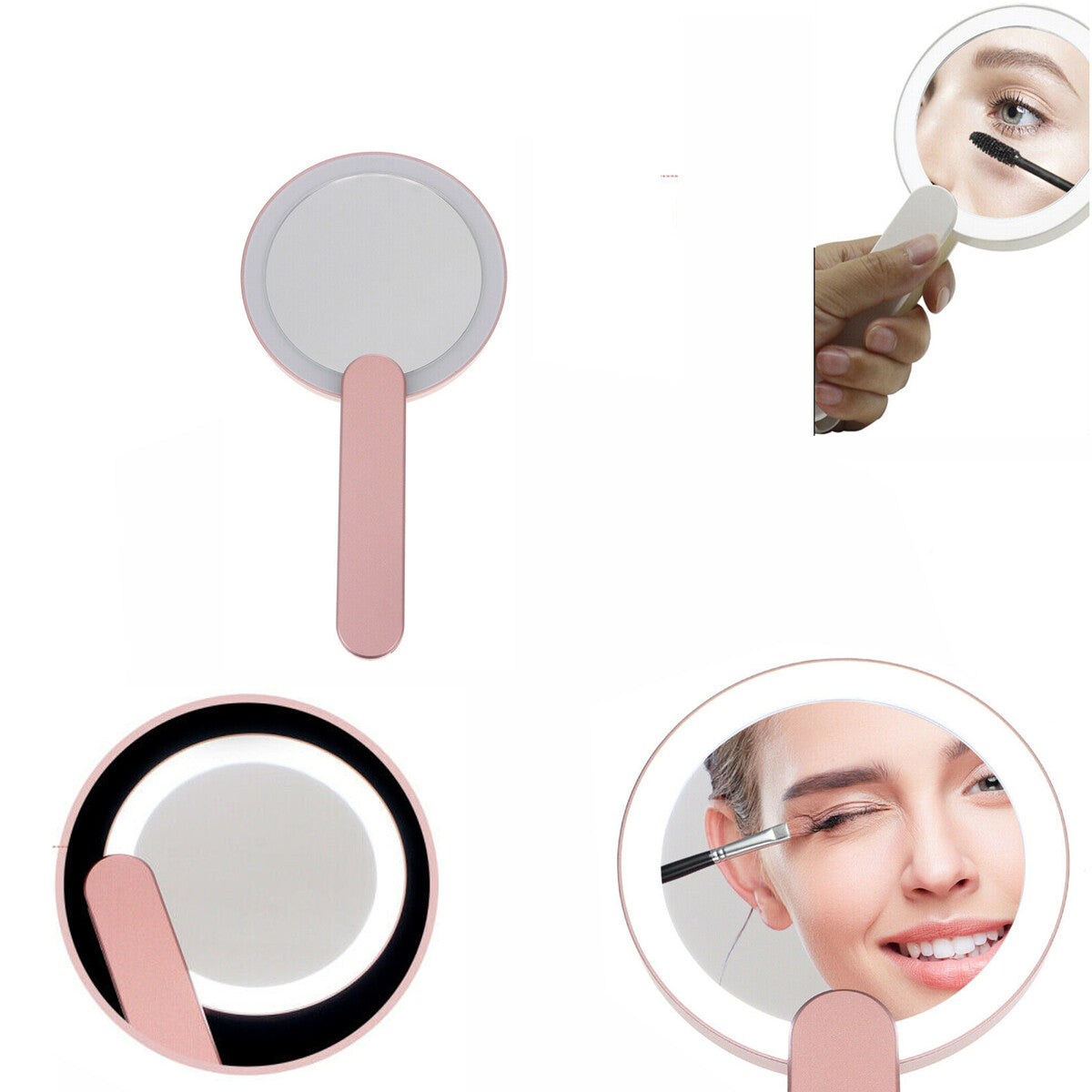 MINI MIROIR LED ROND MAQUILLAGE PORTABLE RECHARGEABLE LUMINEUX TEB0380