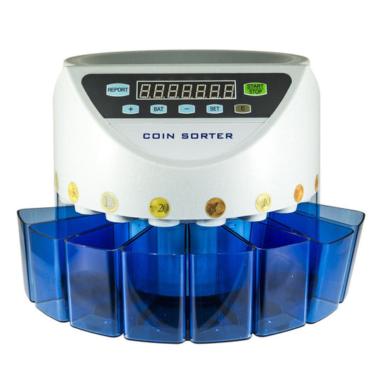CONTAMONETE ELETTRICO AUTOMATICO SEPARA MONETE 8 CASSETTI CONTA MONETE DIGITALE