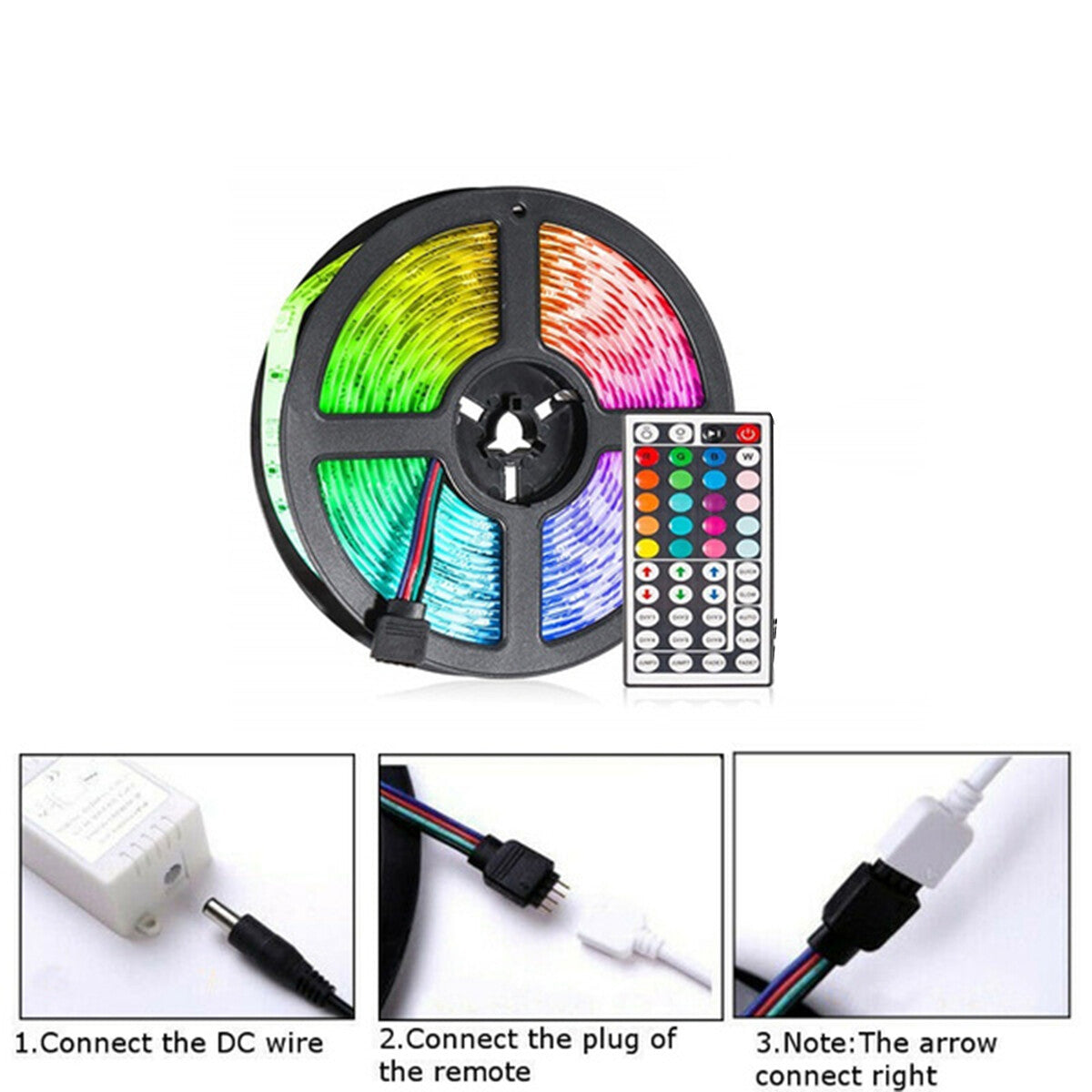 BANDEAU BANDE LED 5050 5M ÉTANCHÉITÉ IP65 ALIMENTATION 12V TÉLÉCOMMANDE RGB 13W/M 0245