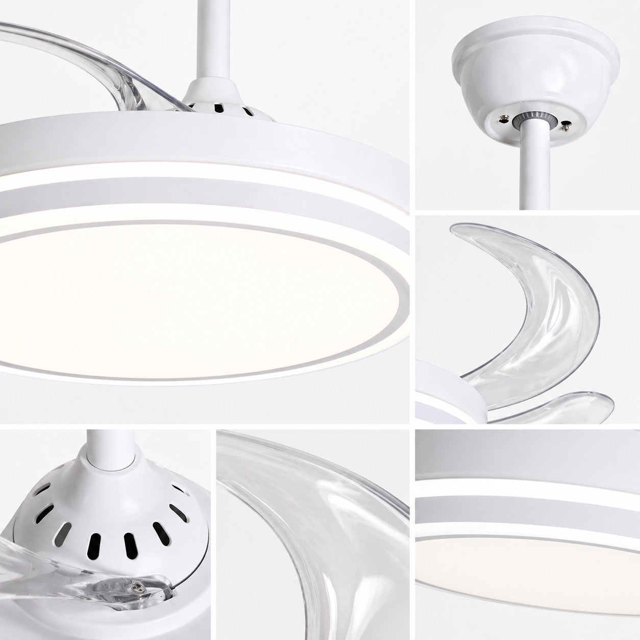 VENTILATEUR DE PLAFOND LUMIÈRE LED 60W PALES RÉTRACTABLES 42" TÉLÉCOMMANDE 8933K