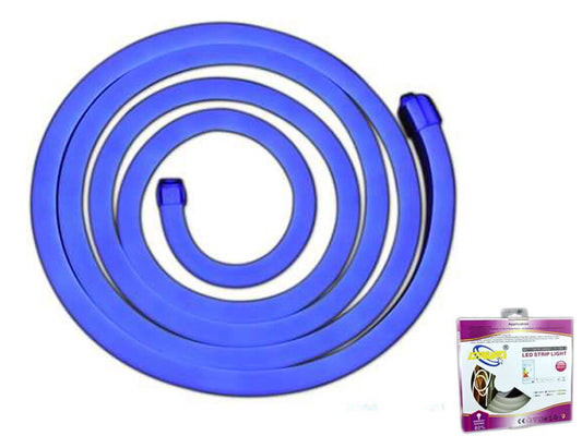 STRISCIA LED 2 MT METRI LUCE BLU FLESSIBILE TUBO DECORATIVO NEON IP65 12V AUTO