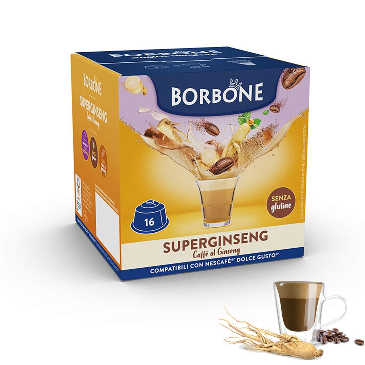 CAFÉ BORBONE COMPATIBLES NESCAFÈ DOLCE GUSTO 16 CAPSULES DOSES GOÛT GINSENG