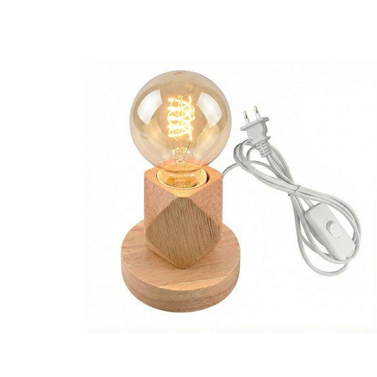 LAMPADA DA TAVOLO LEGNO E27 BASE PORTALAMPADA DESIGN MODERNO COMODINO ET-31635